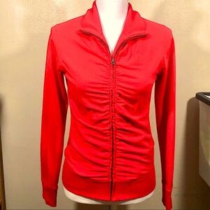 LUCY Athletic Ruched Zip up Jacket with Ribbed Hem